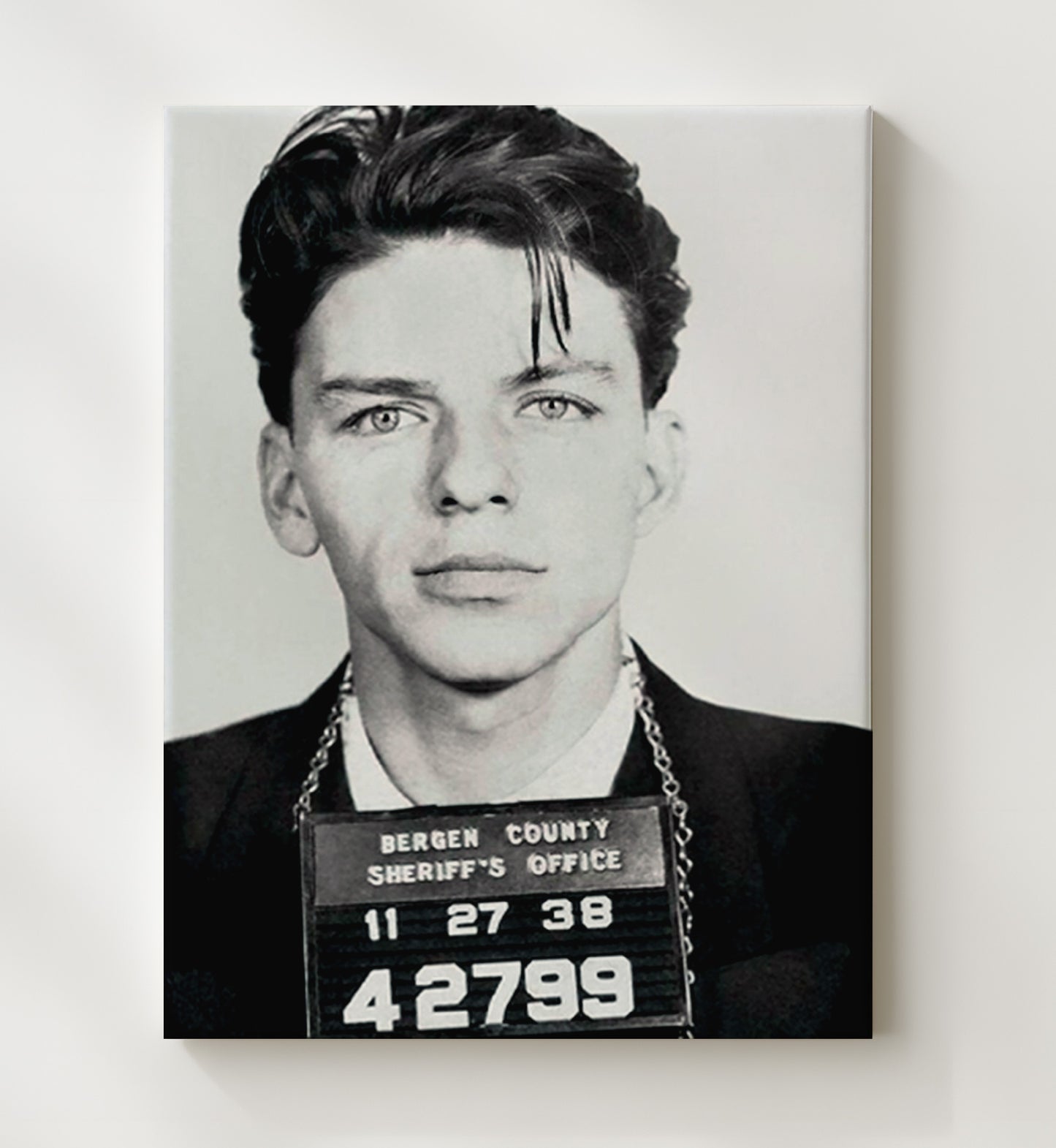 Frank Sinatra - Bergen County Sheriff 1938 mug shot wall art 20x24 Canvas