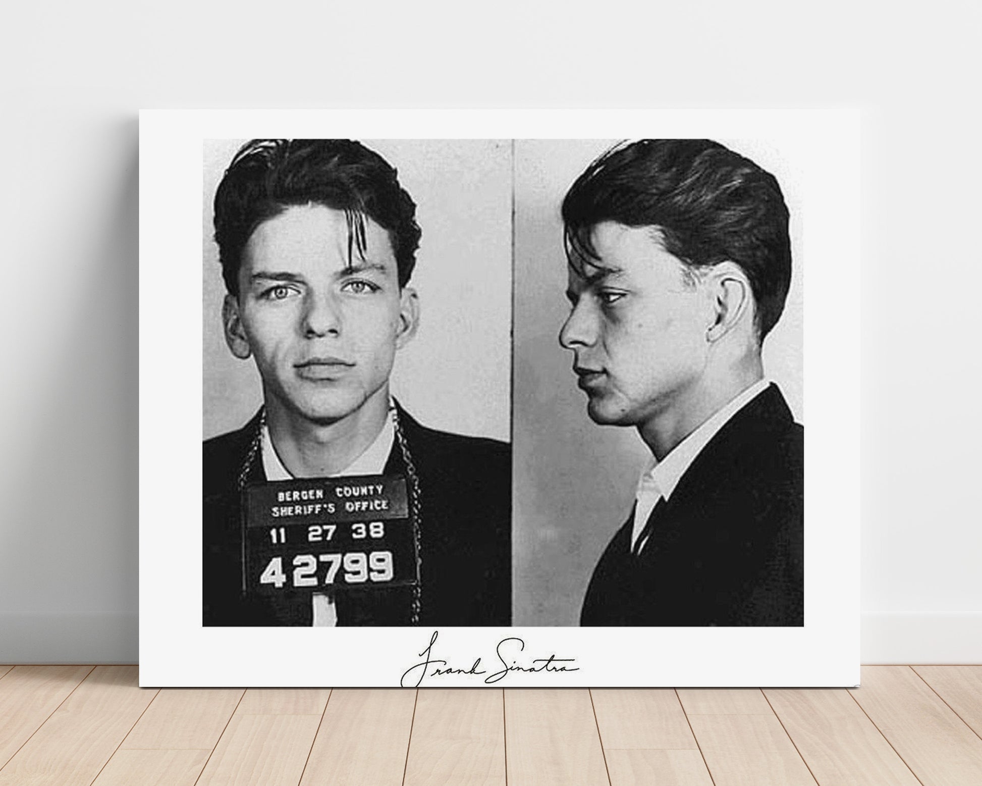 Frank Sinatra Bergen County Sheriffs Office 1938 Landscape.jpg Mug Shot Print 16x20 Unframed Print mug shot wall art print