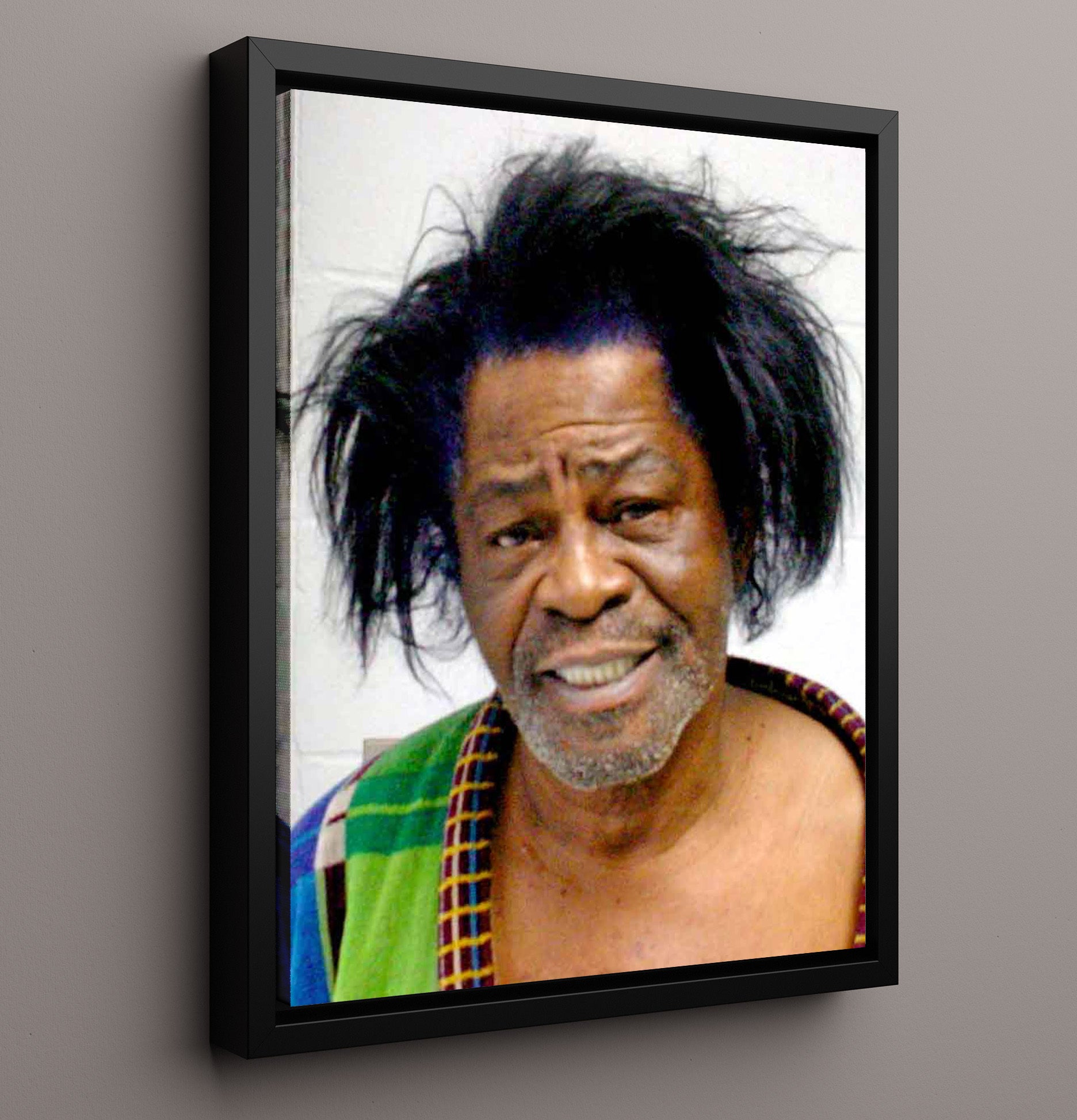 James Brown - Augusta Police Department 1968 mug shot wall art 16x20 Framed Canvas