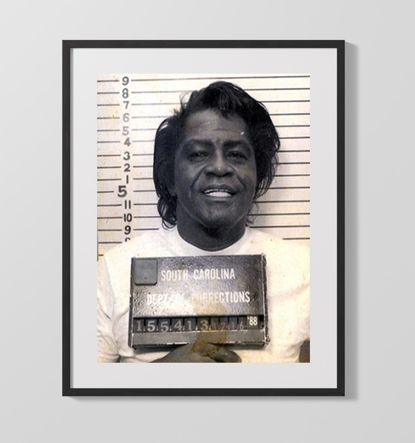 James Brown South Carolina Corrections 1988 Mug Shot Print 16x20 Gallery Frame mug shot wall art print