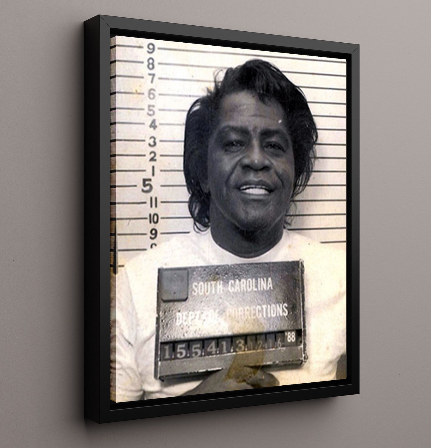 James Brown South Carolina Corrections 1988 Mug Shot Print 16x20 Framed Canvas mug shot wall art print
