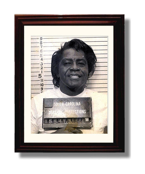James Brown South Carolina Corrections 1988 Mug Shot Print 8x10 Beveled Frame mug shot wall art print