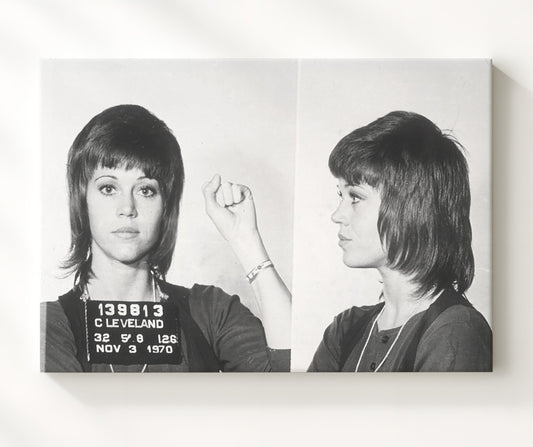 Jane Fonda - Cleveland Police Department 1970 - Canvas Wall Art - 8x10 Canvas