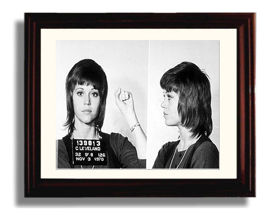 Jane Fonda - Cleveland Police Department 1970 mug shot wall art 8x10 Beveled Frame