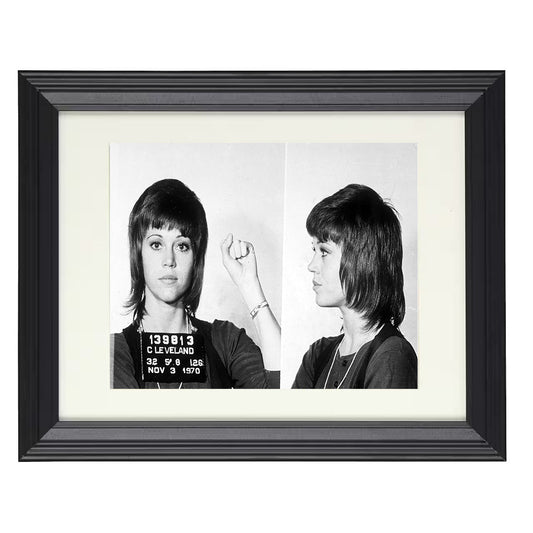 Jane Fonda - Cleveland Police Department 1970 - Framed Print - 8x10 Beveled Frame