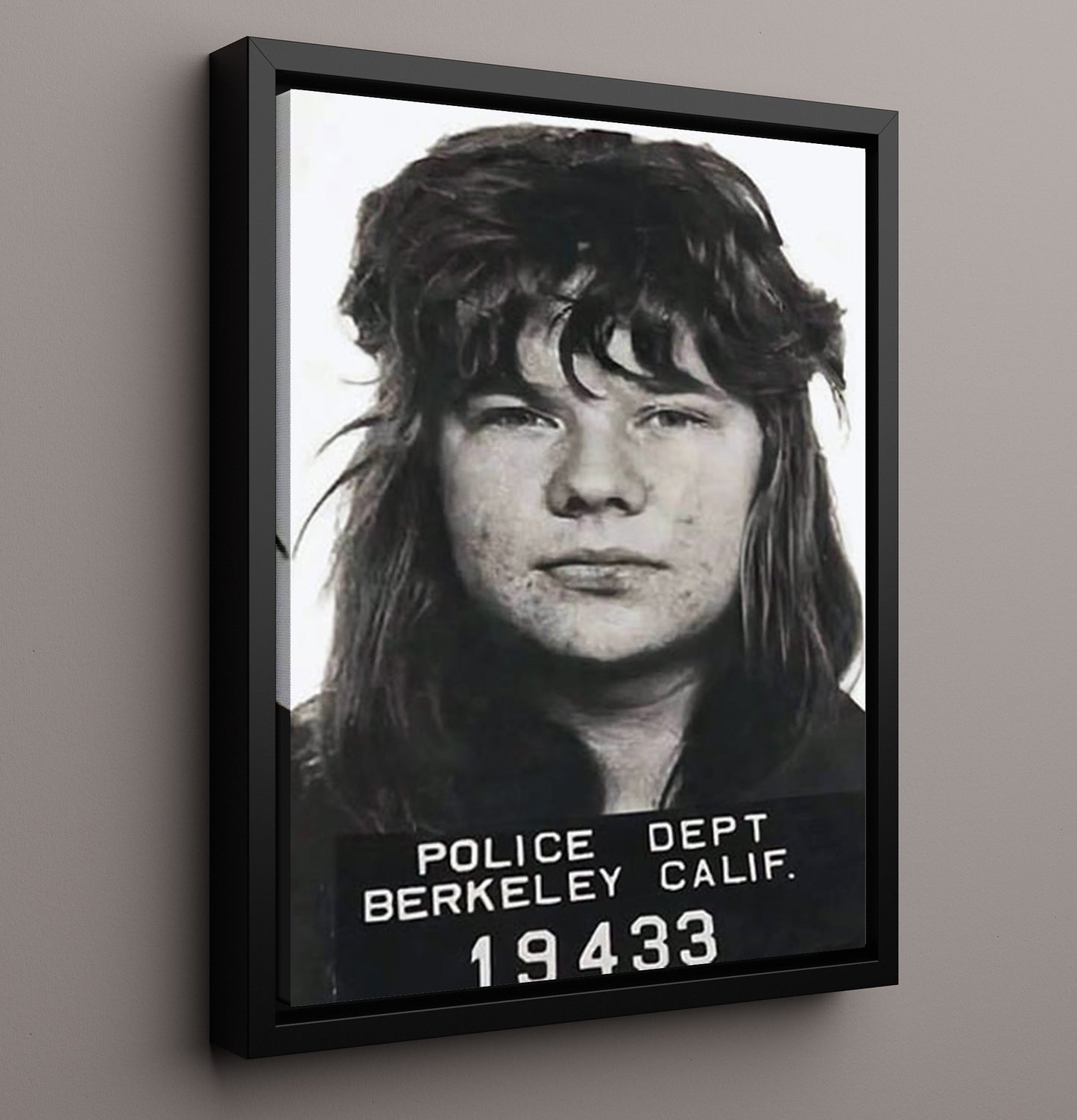 Janis Joplin Berkeley Police Department 1969 Mug Shot Print 16x20 Framed Canvas mug shot wall art print
