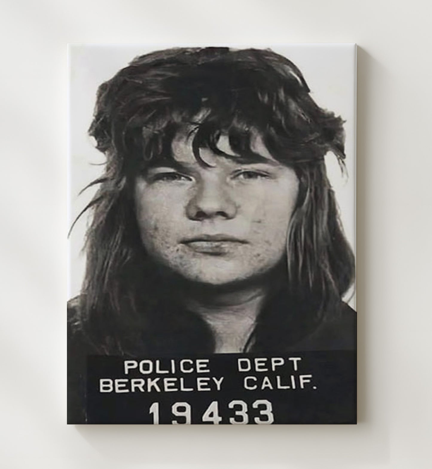 Janis Joplin - Berkeley Police Department 1969 mug shot wall art 20x24 Canvas