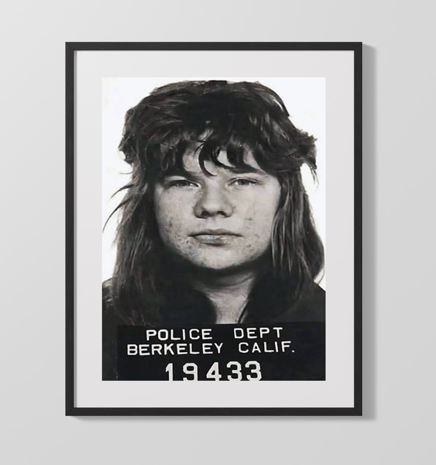 Janis Joplin Berkeley Police Department 1969 Mug Shot Print 16x20 Gallery Frame mug shot wall art print