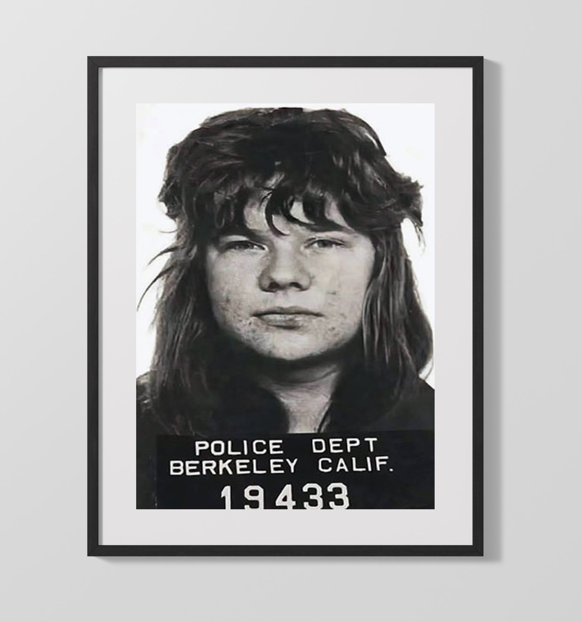 Janis Joplin Berkeley Police Department 1969 Mug Shot Print 16x20 Gallery Frame mug shot wall art print
