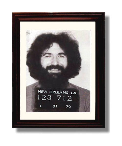 Jerry Garcia New Orleans Police 1970 Mug Shot Print 8x10 Beveled Frame mug shot wall art print