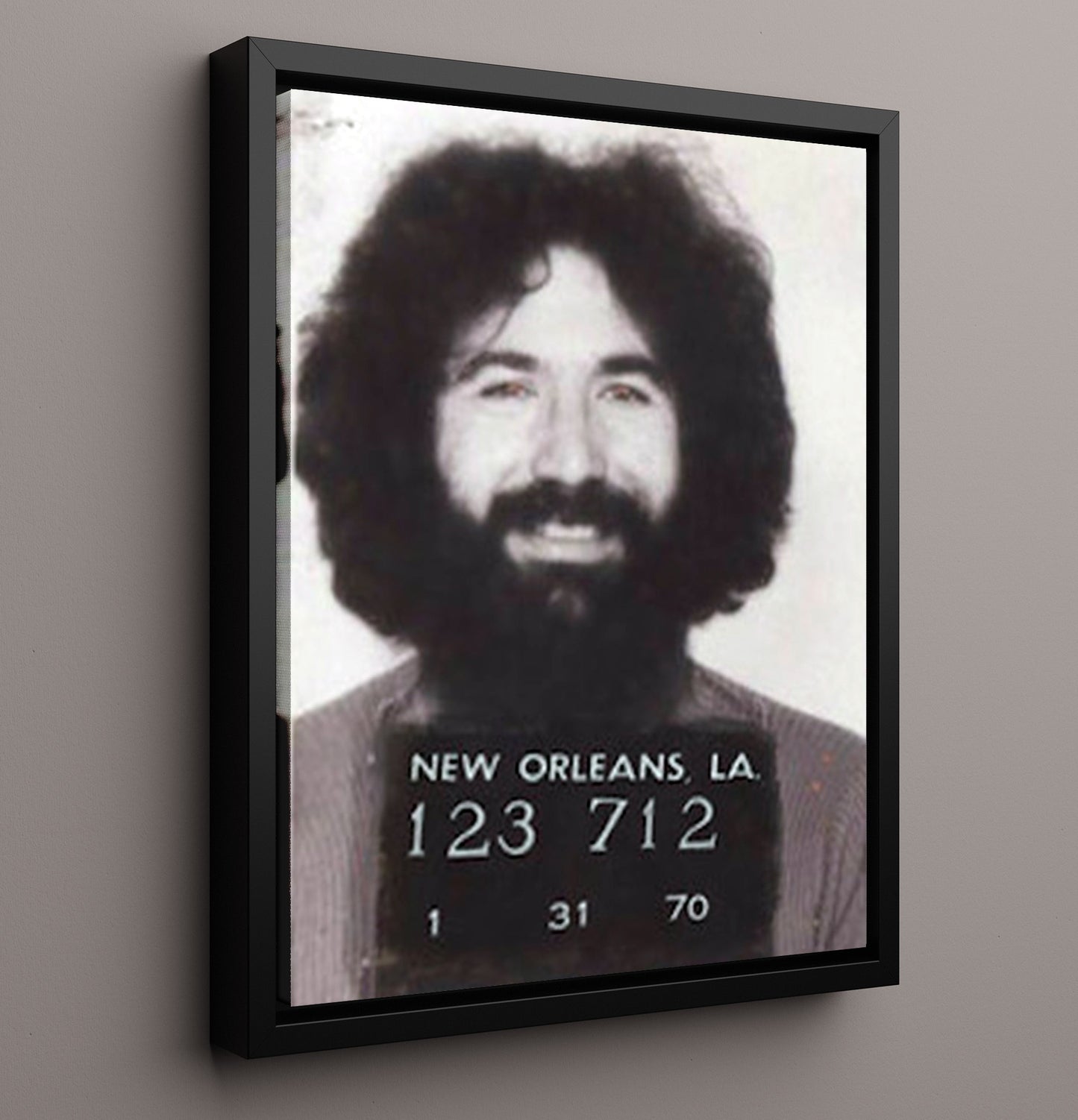 Jerry Garcia New Orleans Police 1970 Mug Shot Print 16x20 Framed Canvas mug shot wall art print