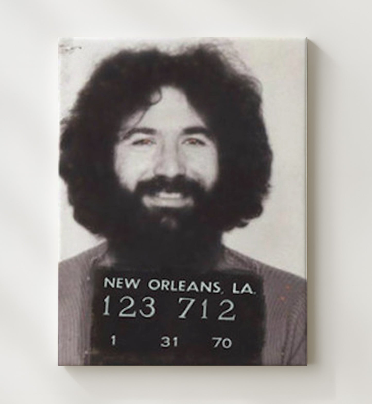Jerry Garcia New Orleans Police 1970 Mug Shot Print 20x24 Canvas mug shot wall art print