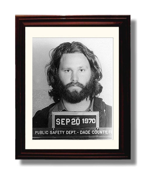 Jim Morrison Dade County Sheriff 1970 Mug Shot Print 8x10 Beveled Frame mug shot wall art print
