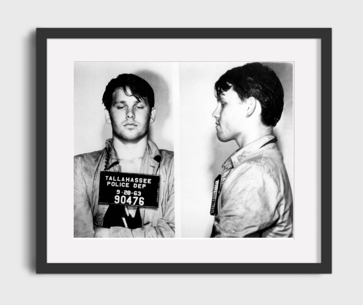 Jim Morrison Tallahassee Police Department 1963 Landscape.jpg Mug Shot Print 16x20 Gallery Frame mug shot wall art print
