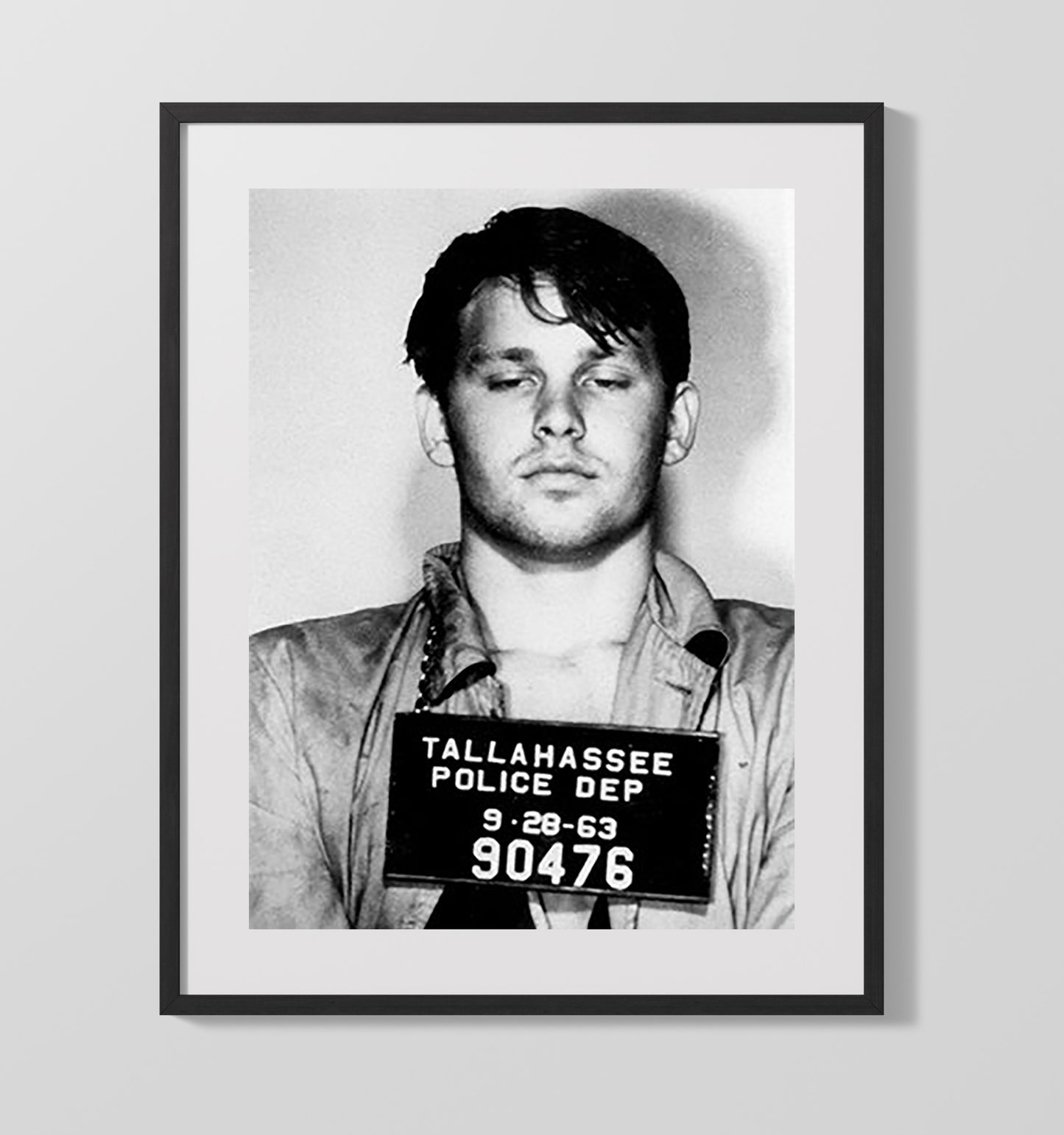 Jim Morrison Tallahassee Police Department 1963 Mug Shot Print 16x20 Gallery Frame mug shot wall art print