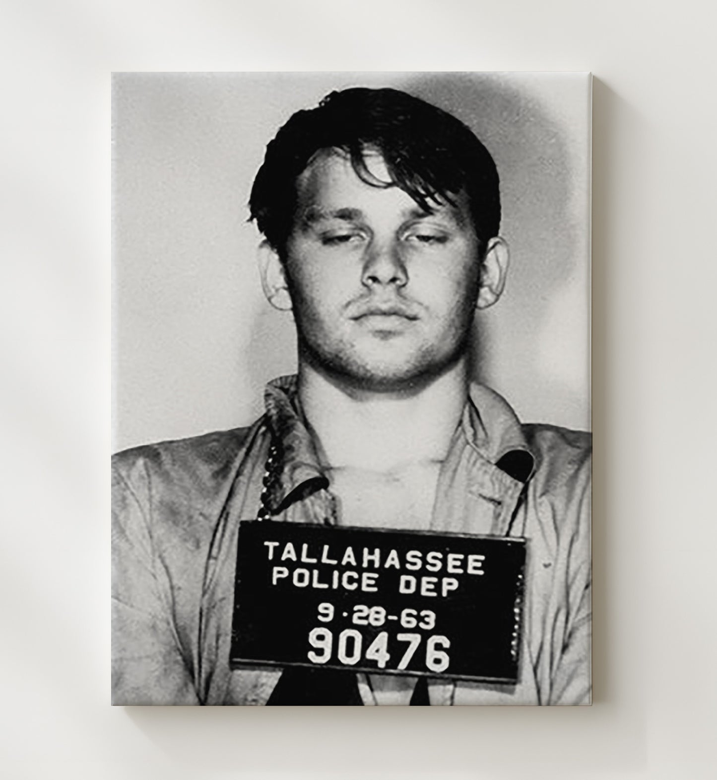 Jim Morrison Tallahassee Police Department 1963 Mug Shot Print 20x24 Canvas mug shot wall art print