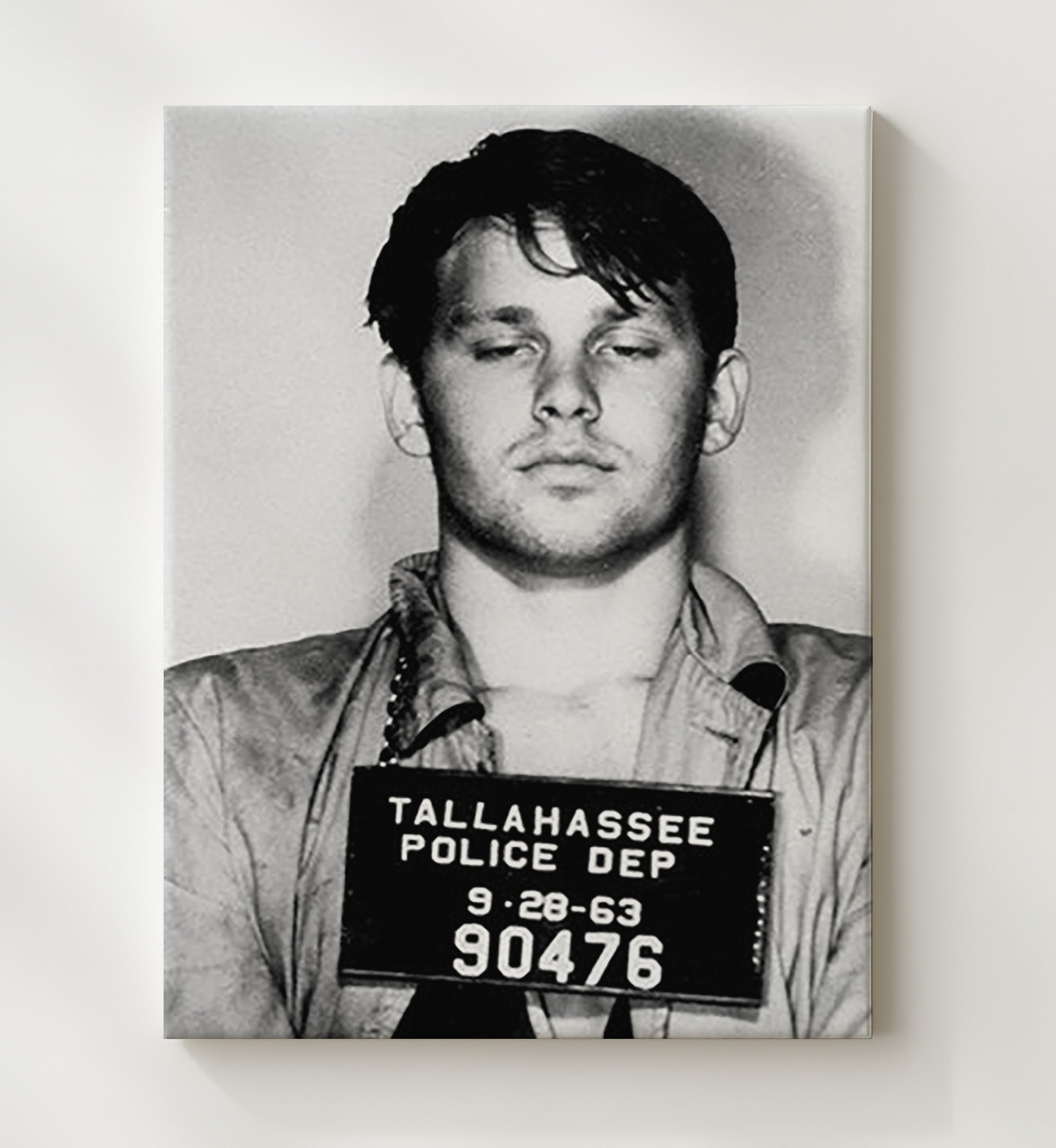 Jim Morrison Tallahassee Police Department 1963 Mug Shot Print 20x24 Canvas mug shot wall art print