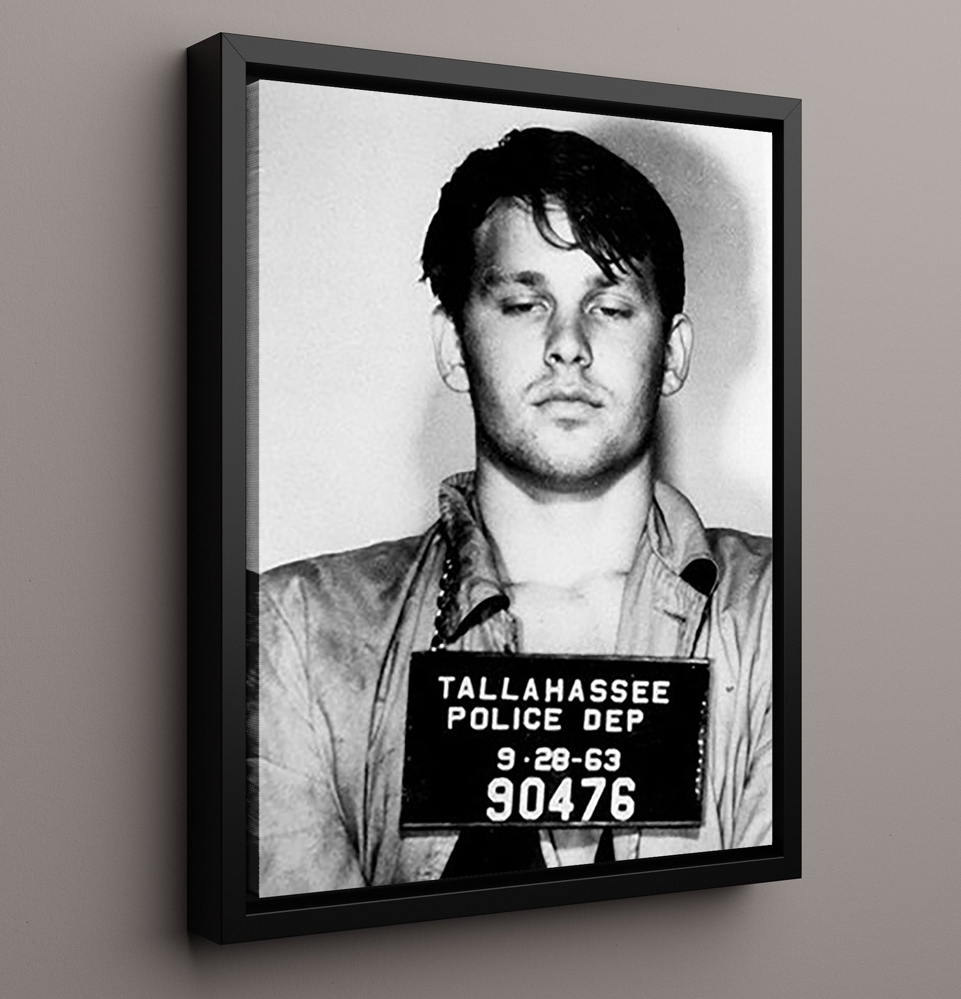 Jim Morrison Tallahassee Police Department 1963 Mug Shot Print 16x20 Framed Canvas mug shot wall art print