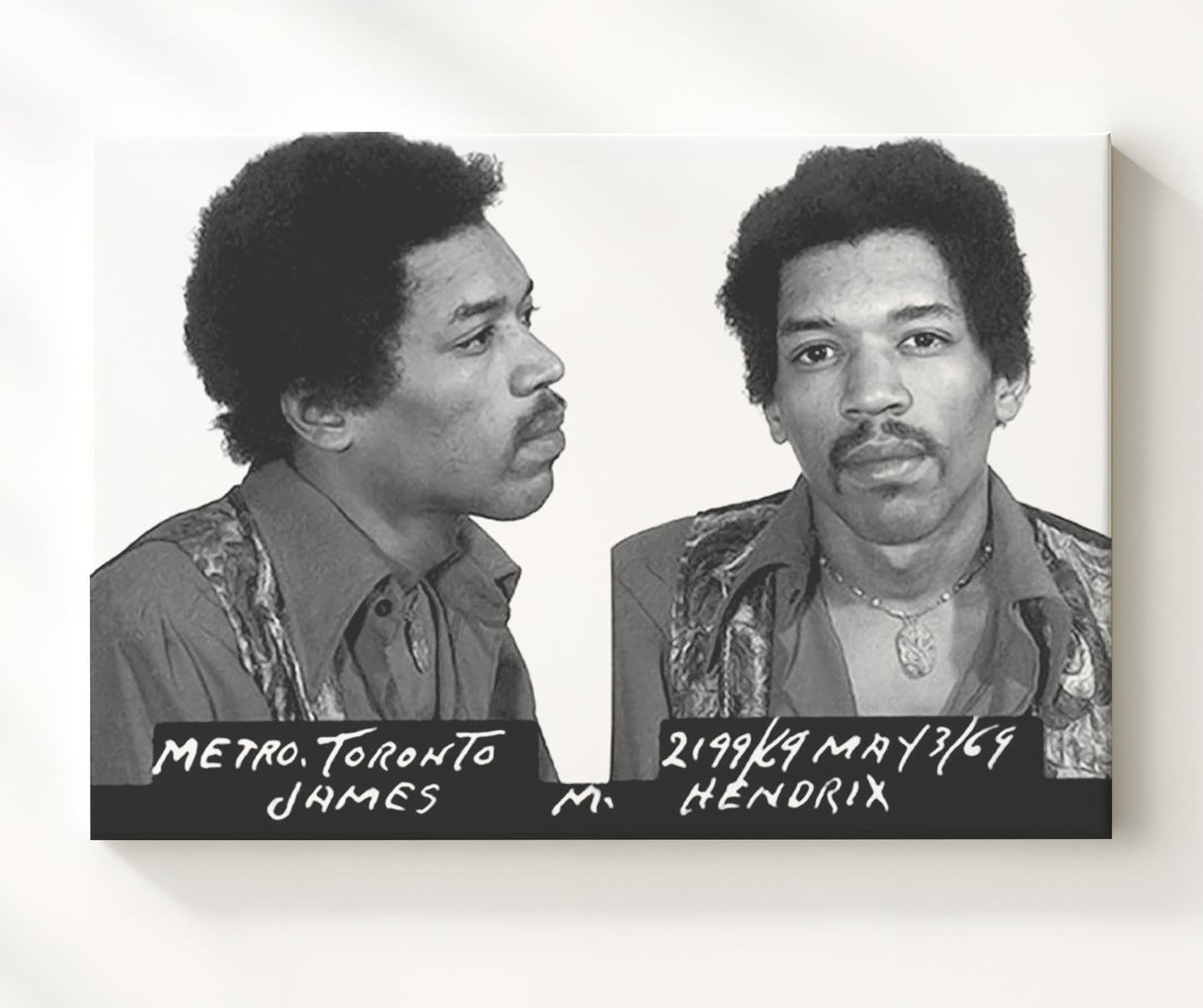 Jimi Hendrix Toronto Police Department 1969 Landscape.jpg Mug Shot Print 20x24 Canvas mug shot wall art print