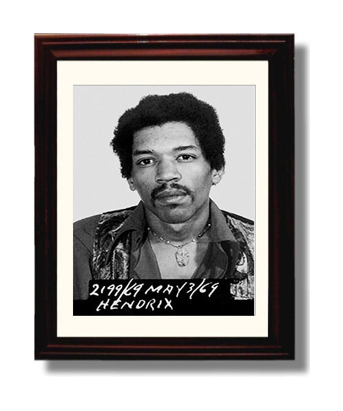 Jimi Hendrix - Toronto Police Department 1969 mug shot wall art 8x10 Beveled Frame