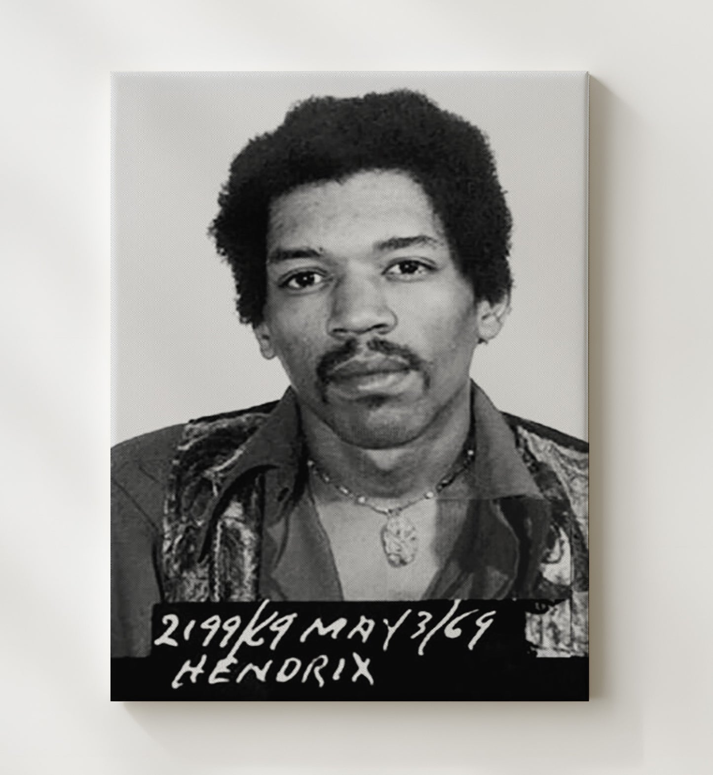 Jimi Hendrix Toronto Police Department 1969 Mug Shot Print 20x24 Canvas mug shot wall art print