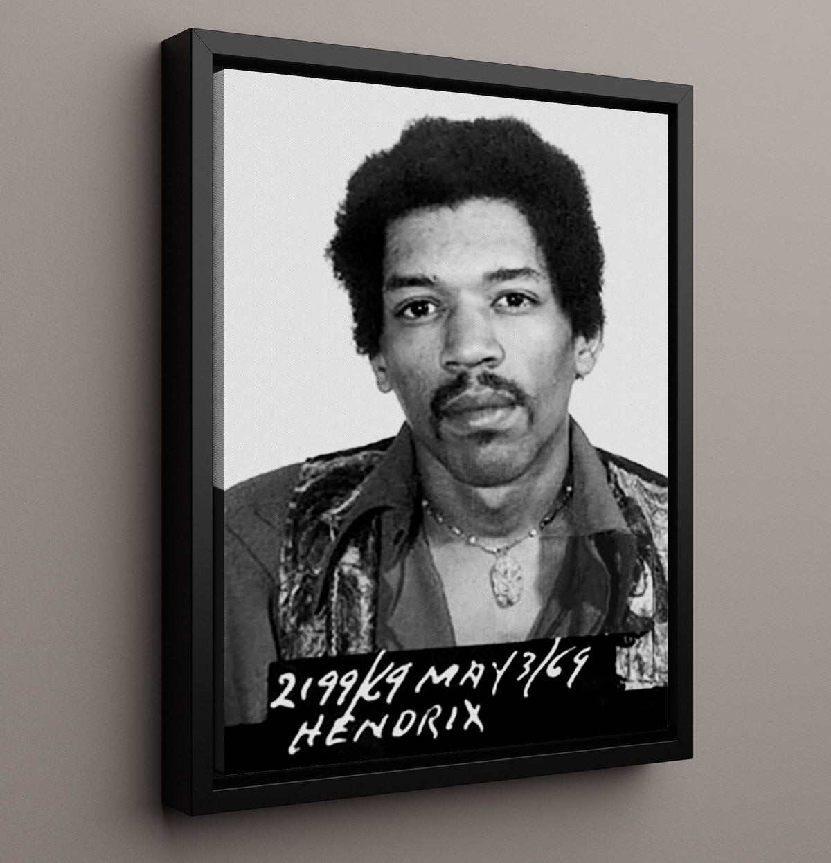Jimi Hendrix - Toronto Police Department 1969 mug shot wall art 16x20 Gallery Frame