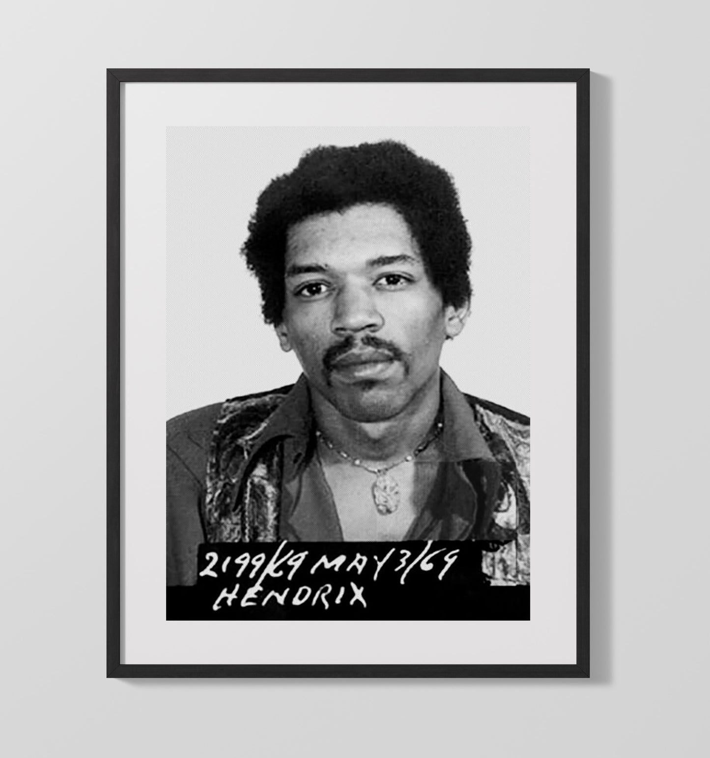 Jimi Hendrix Toronto Police Department 1969 Mug Shot Print 16x20 Gallery Frame mug shot wall art print