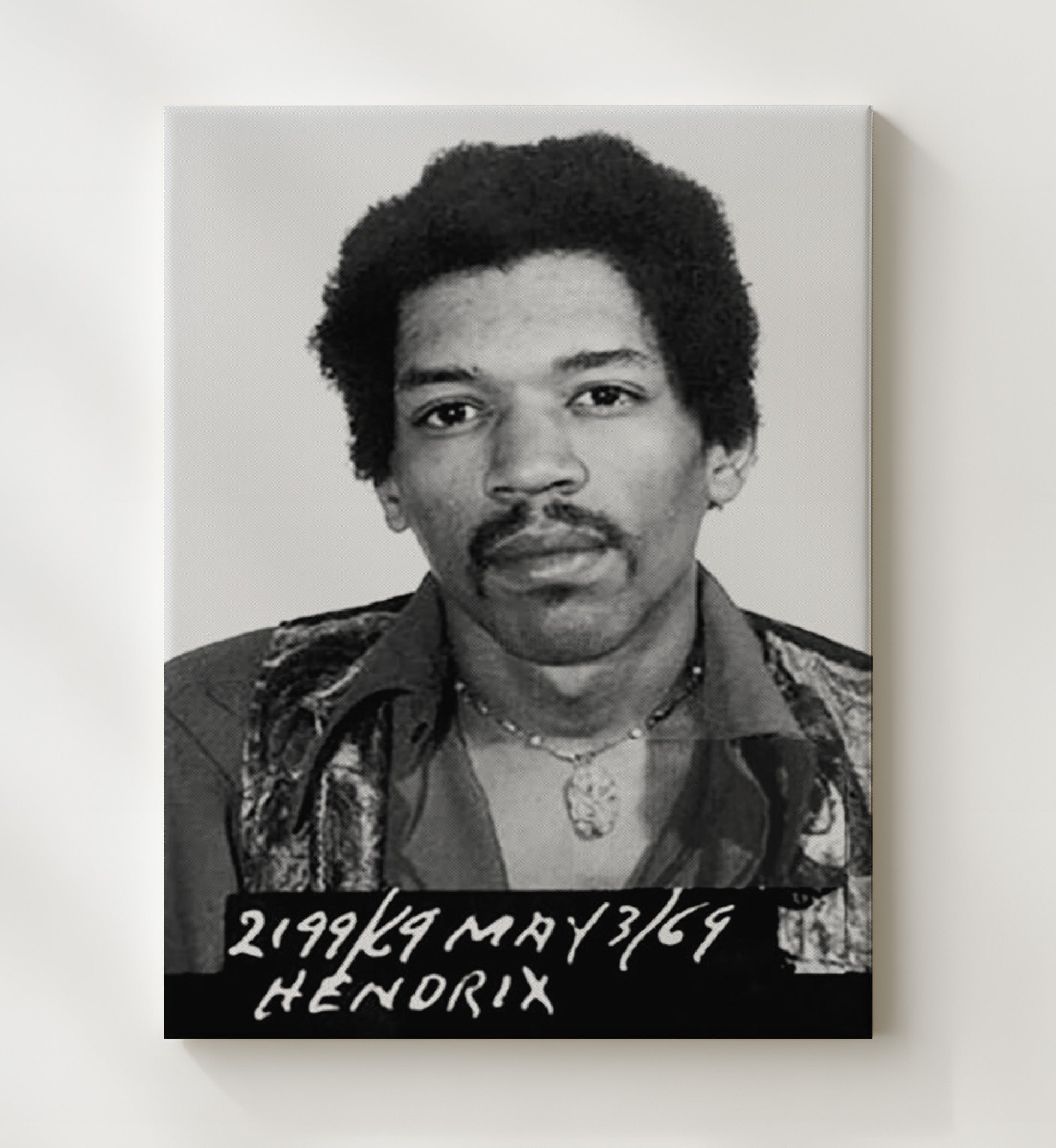 Jimi Hendrix Toronto Police Department 1969 Mug Shot Print 20x24 Canvas mug shot wall art print