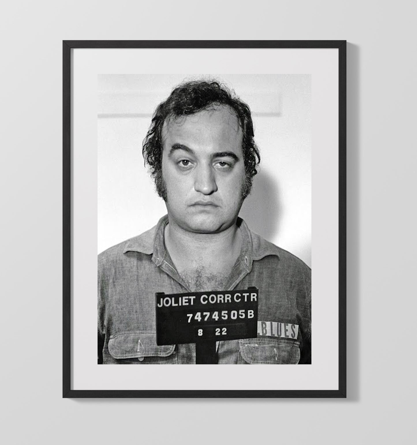 John Belushi Joliet Correctional Center 1977 Mug Shot Print 16x20 Gallery Frame mug shot wall art print