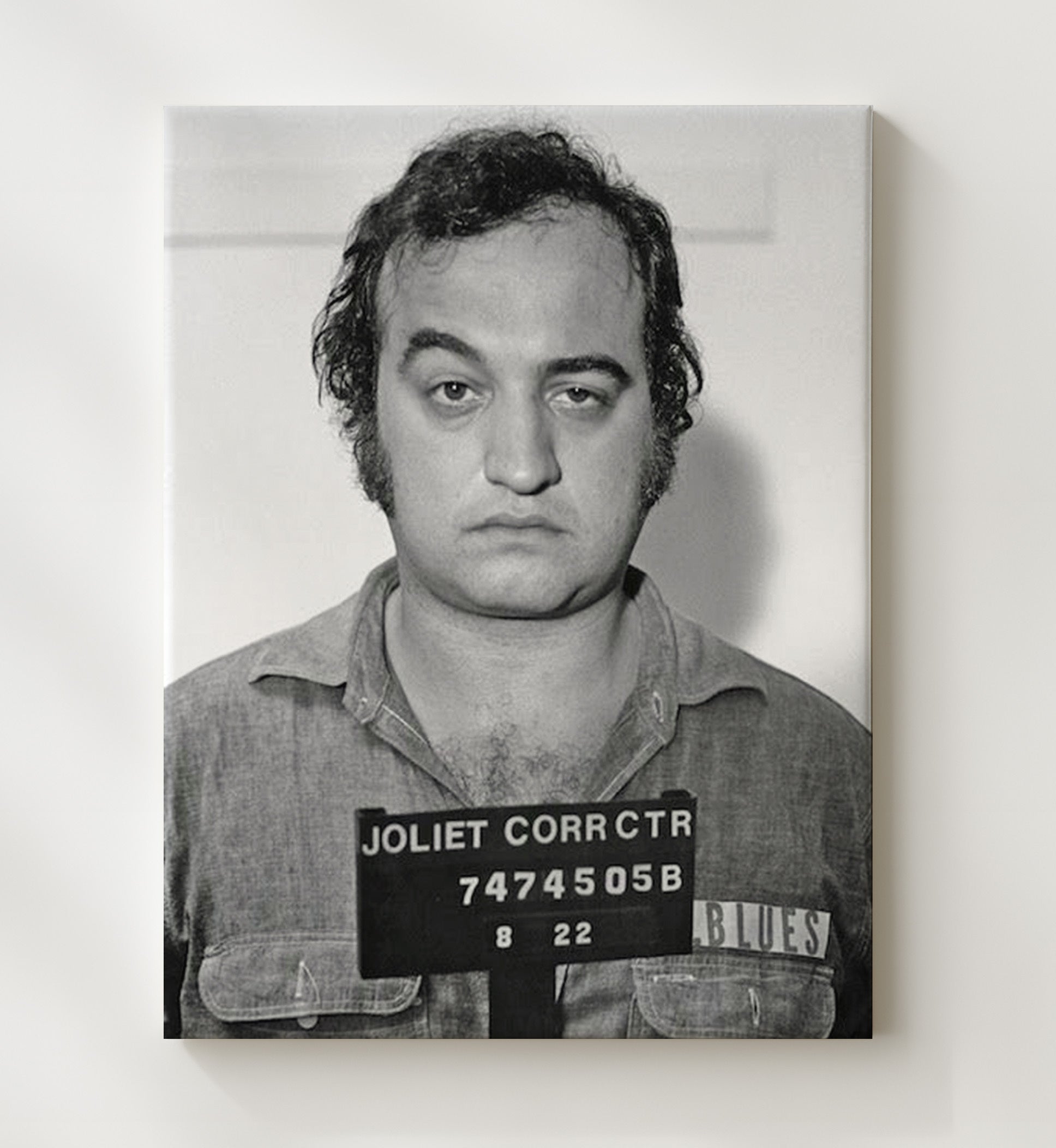 John Belushi Joliet Correctional Center 1977 Mug Shot Print 20x24 Canvas mug shot wall art print
