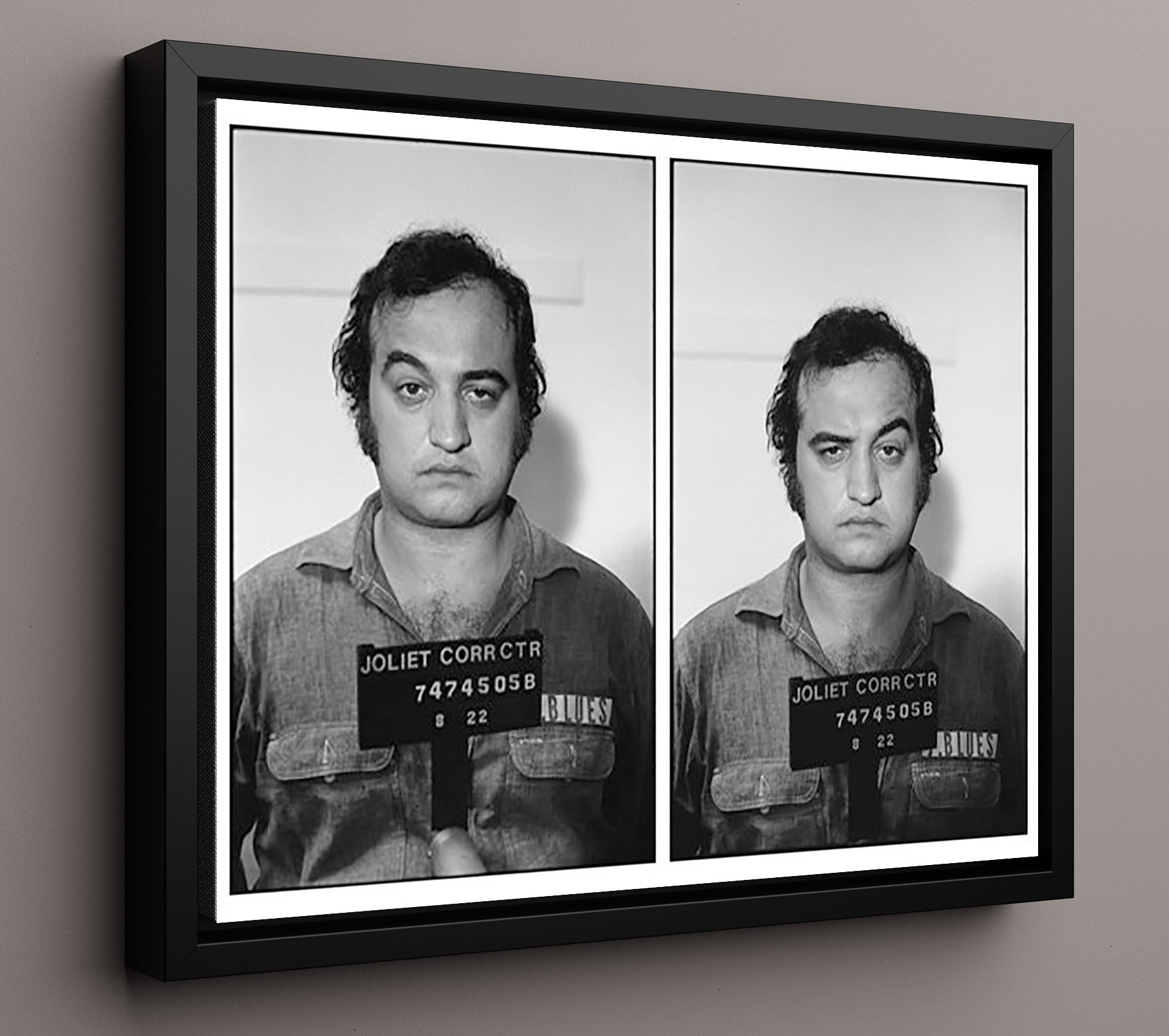 John Belushi Joliet Correctional Center 1978 Landscape.jpg Mug Shot Print 16x20 Framed Canvas mug shot wall art print