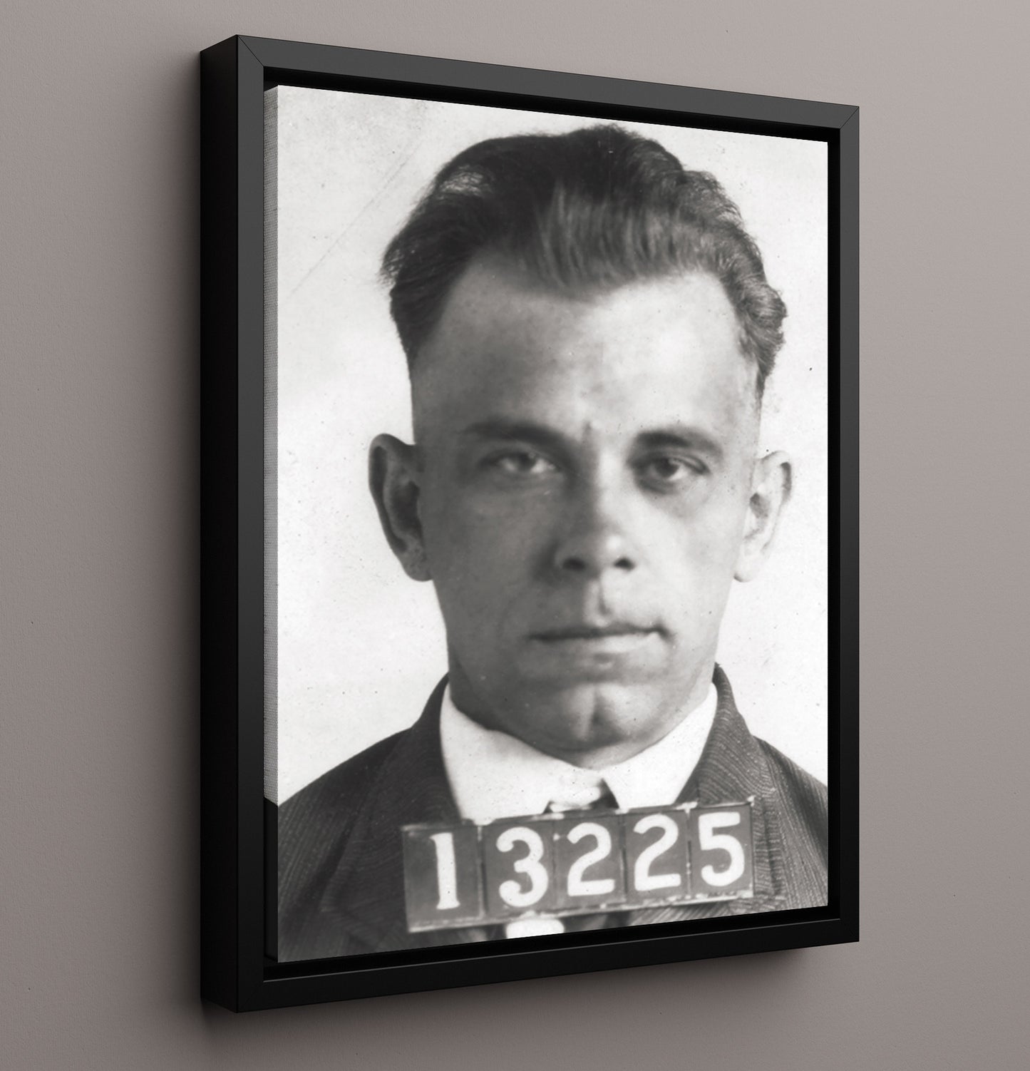 John Dillinger Crown Point Jail 1934 Mug Shot Print 16x20 Framed Canvas mug shot wall art print