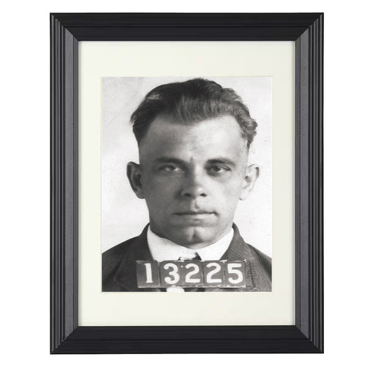 John Dillinger - Crown Point Jail 1934 - Framed Print - 8x10 Beveled Frame