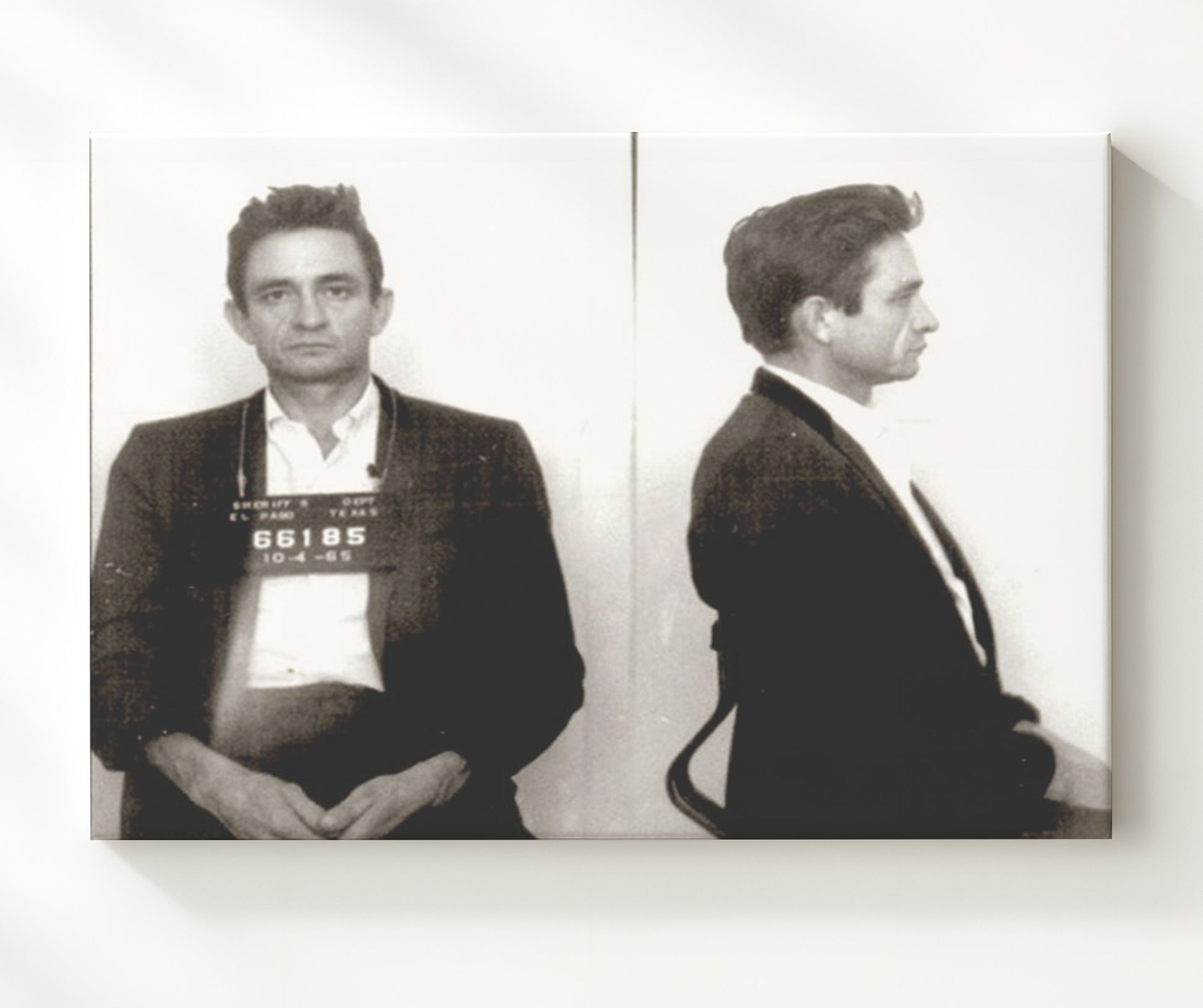 Johnny Cash El Paso Texas Police Department 1965 Mug Shot Print 20x24 Canvas mug shot wall art print