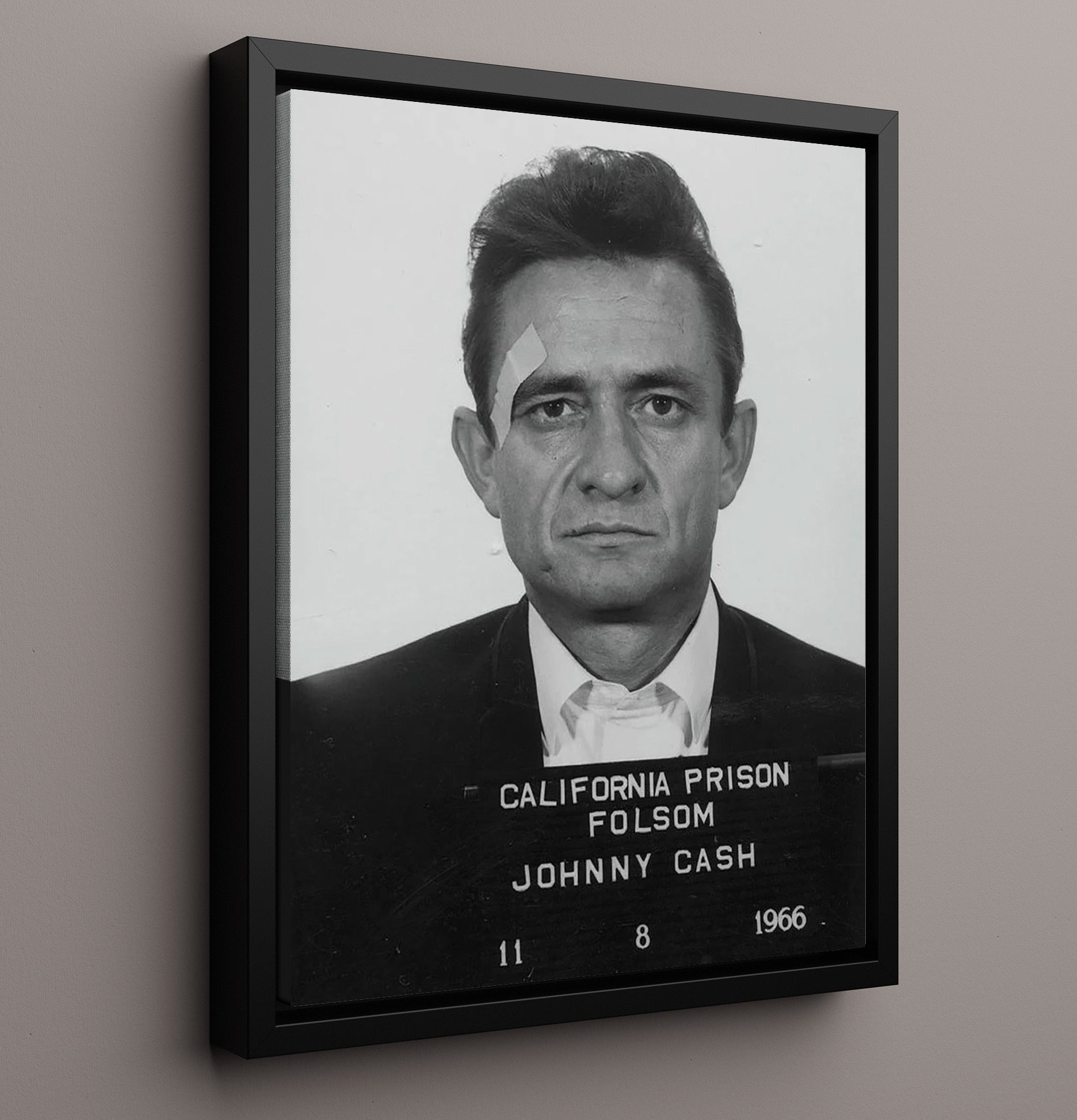 Johnny Cash Folsom Prison 1966 Mug Shot Print 16x20 Framed Canvas mug shot wall art print