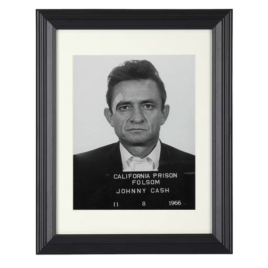 Johnny Cash - Folsom Prison 1966 - Framed Print - 8x10 Beveled Frame