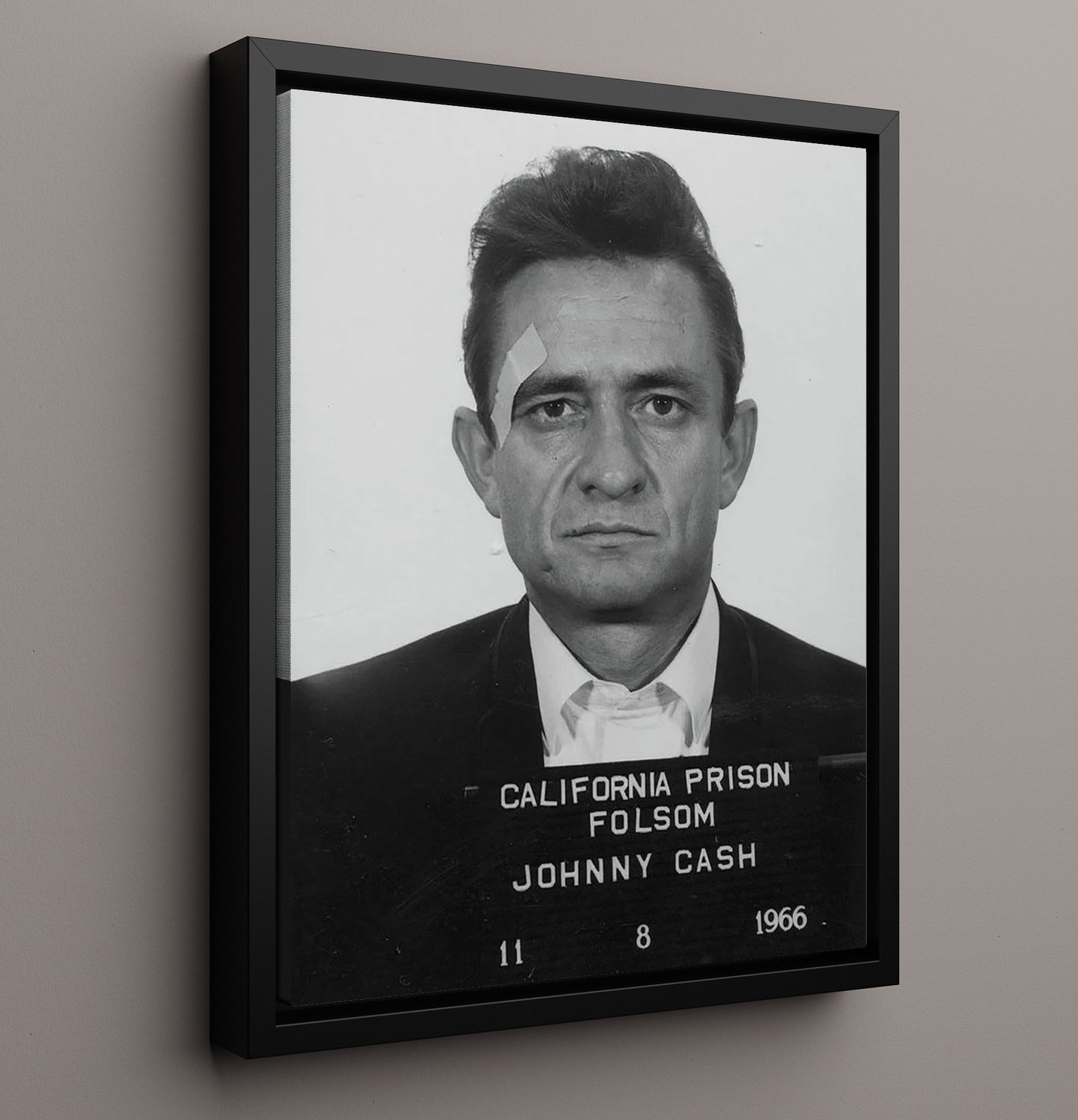 Johnny Cash - Folsom Prison 1966 mug shot wall art 16x20 Framed Canvas