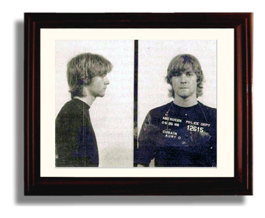 Kurt Cobain Aberdeen Police Department 1986 Landscape.jpg Mug Shot Print 8x10 Beveled Frame mug shot wall art print