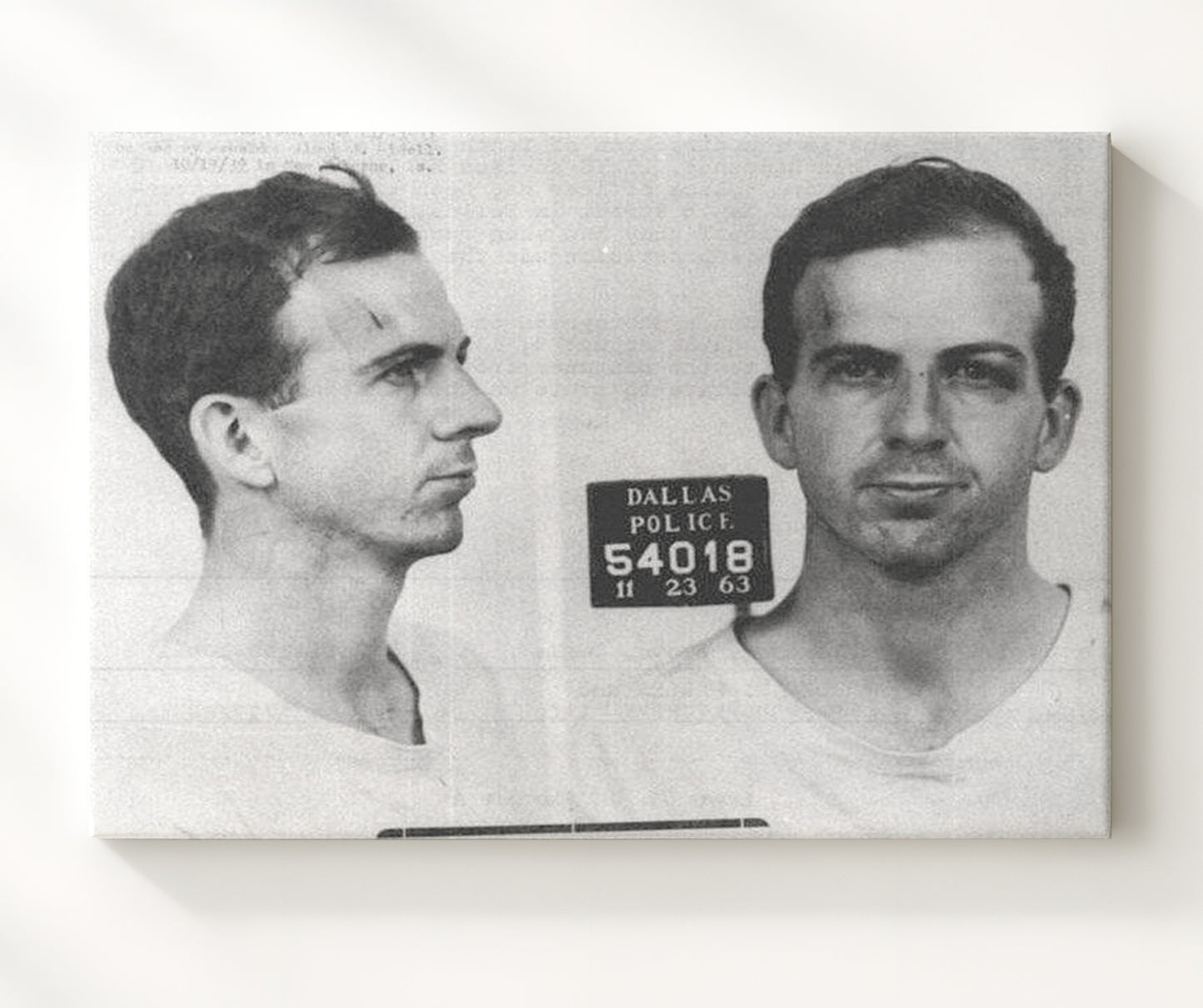 Lee Harvey Oswald - Dallas Police Department 1963 mug shot wall art 20x24 Canvas