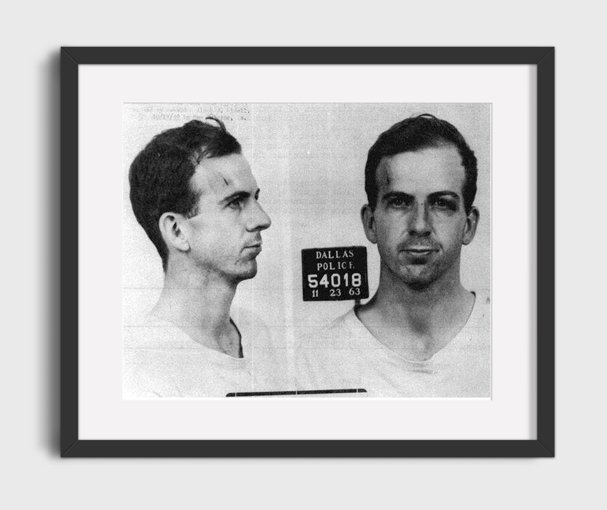 Lee Harvey Oswald Dallas Police Department 1963 Mug Shot Print 16x20 Gallery Frame mug shot wall art print