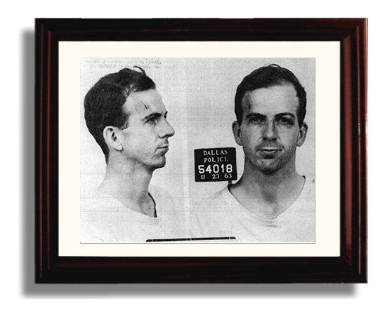 Lee Harvey Oswald Dallas Police Department 1963 Mug Shot Print 8x10 Beveled Frame mug shot wall art print