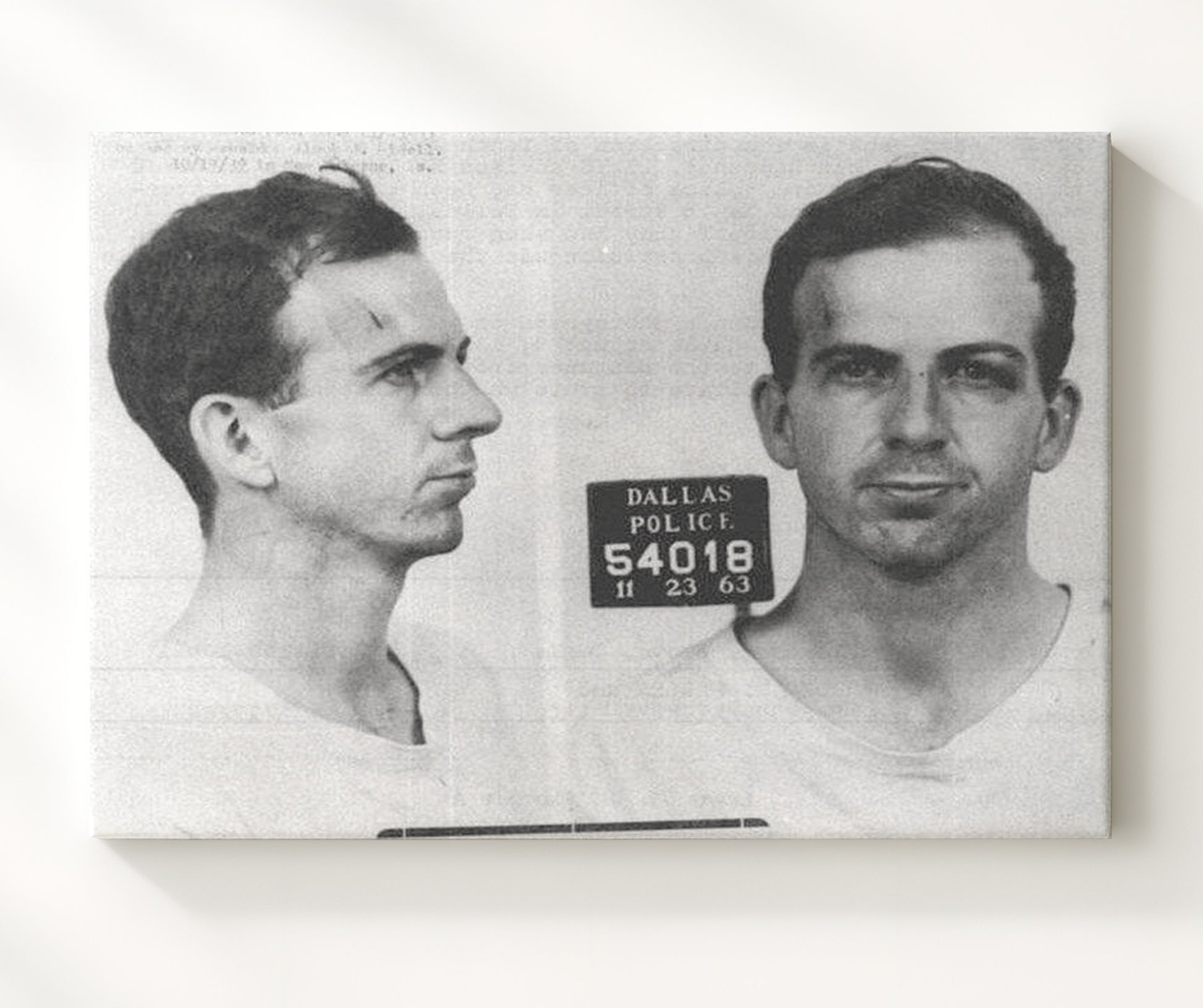 Lee Harvey Oswald Dallas Police Department 1963 Landscape.jpg Mug Shot Print 20x24 Canvas mug shot wall art print