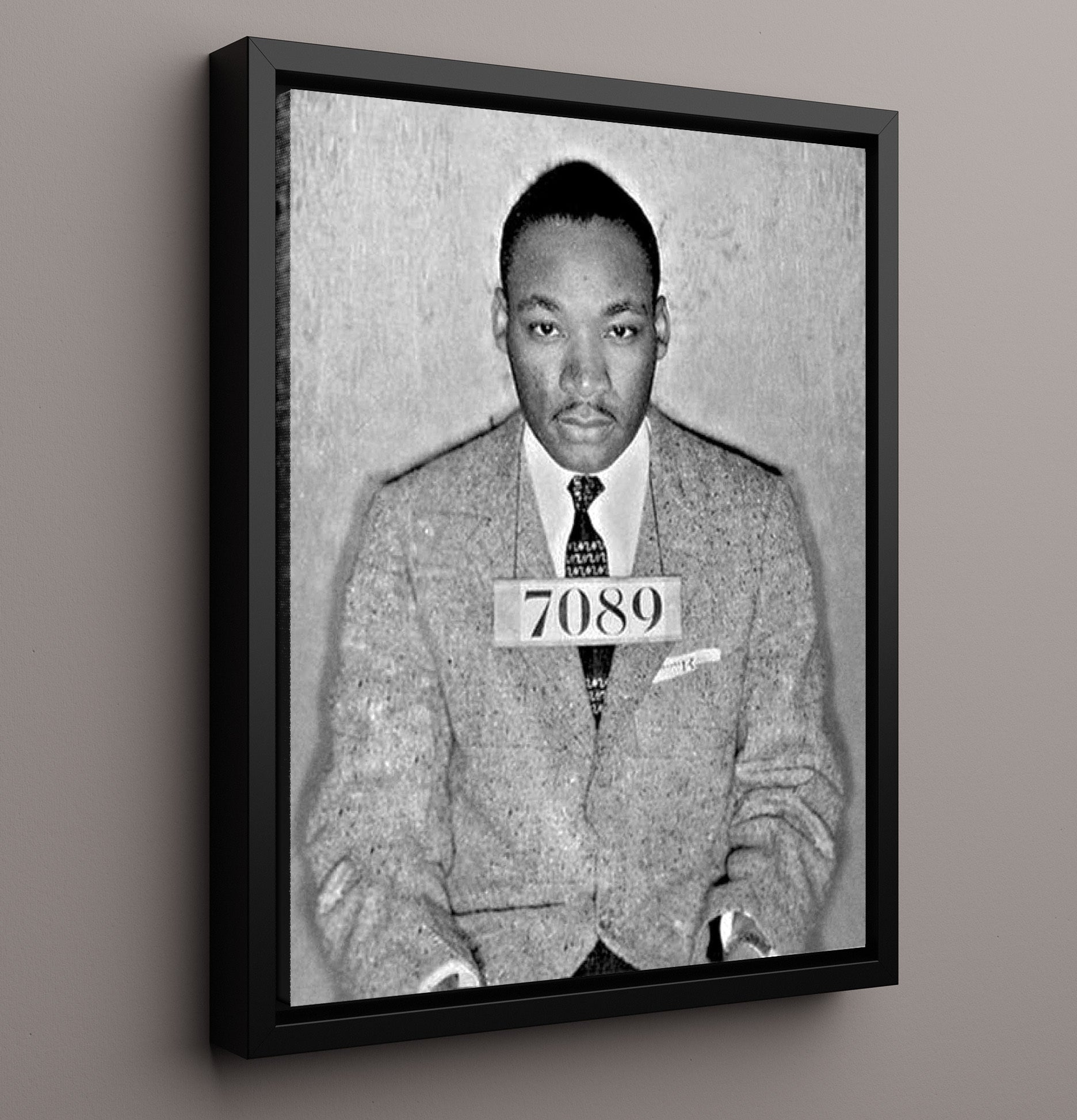 Martin Luther King Jr Montgomery Police Department 1956 Mug Shot Print 16x20 Framed Canvas mug shot wall art print