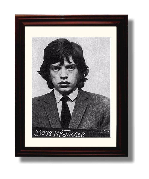 Mick Jagger Sussex Police Redlands Arrest 1967 Portrait 2.jpg Mug Shot Print 8x10 Beveled Frame mug shot wall art print