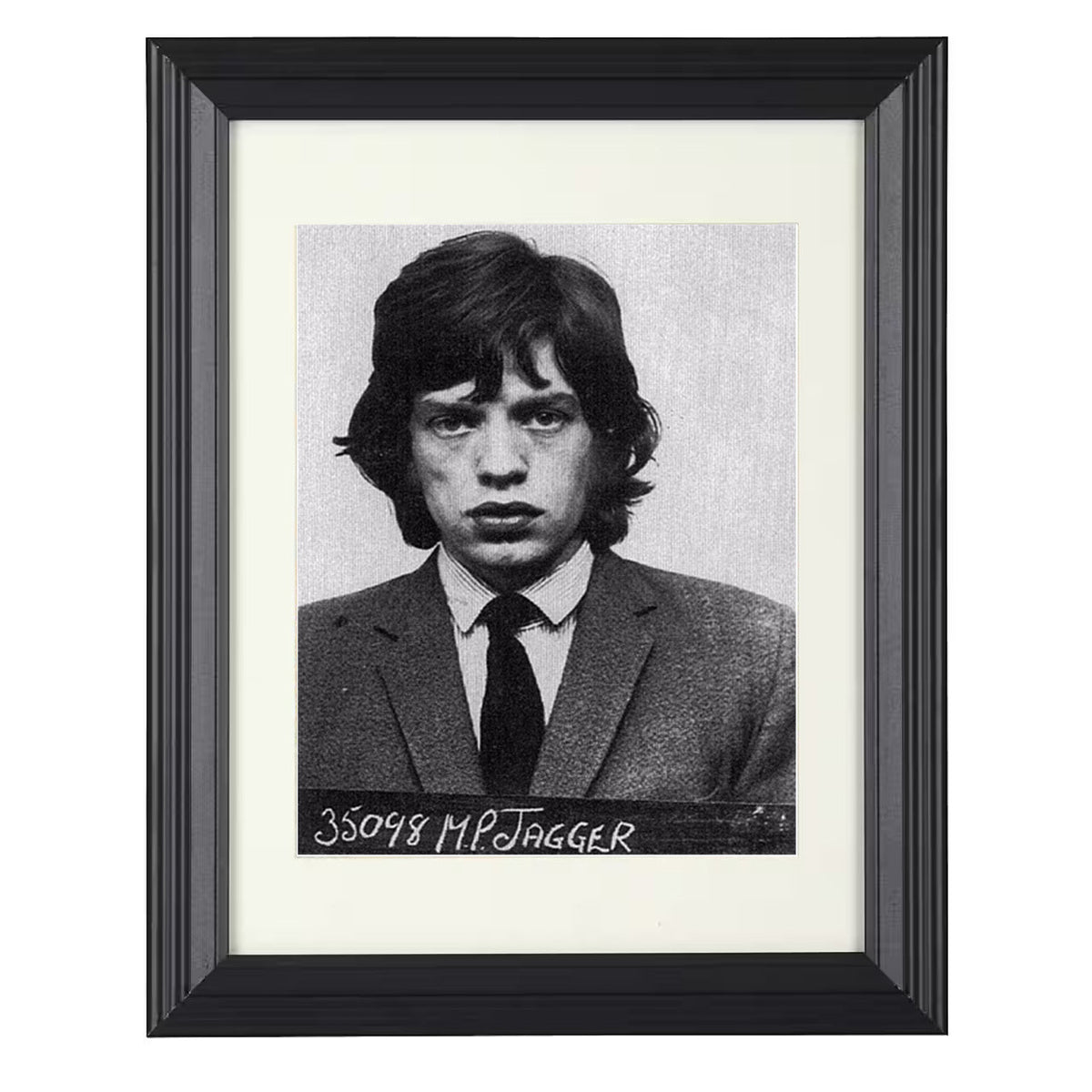 Mick Jagger - Sussex Police Redlands Arrest 1967 - Alternate Booking Photo mug shot wall art 16x20 Unframed Print