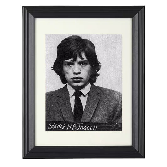 Mick Jagger - Redlands Arrest 1967 Alternate Booking Image - Framed Print - 8x10 Beveled Frame
