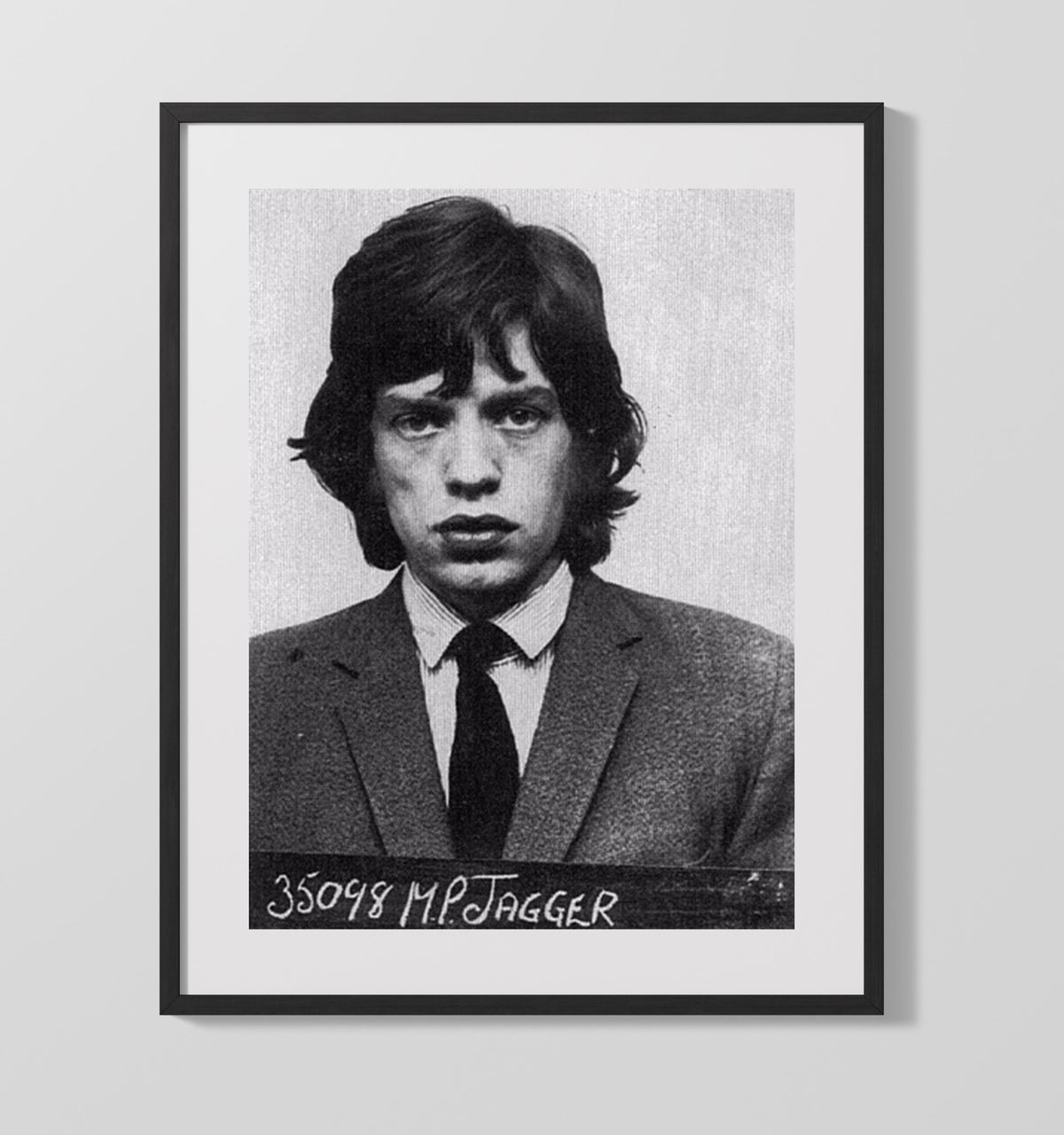 Mick Jagger - Sussex Police Redlands Arrest 1967 - Alternate Booking Photo mug shot wall art 20x24 Canvas