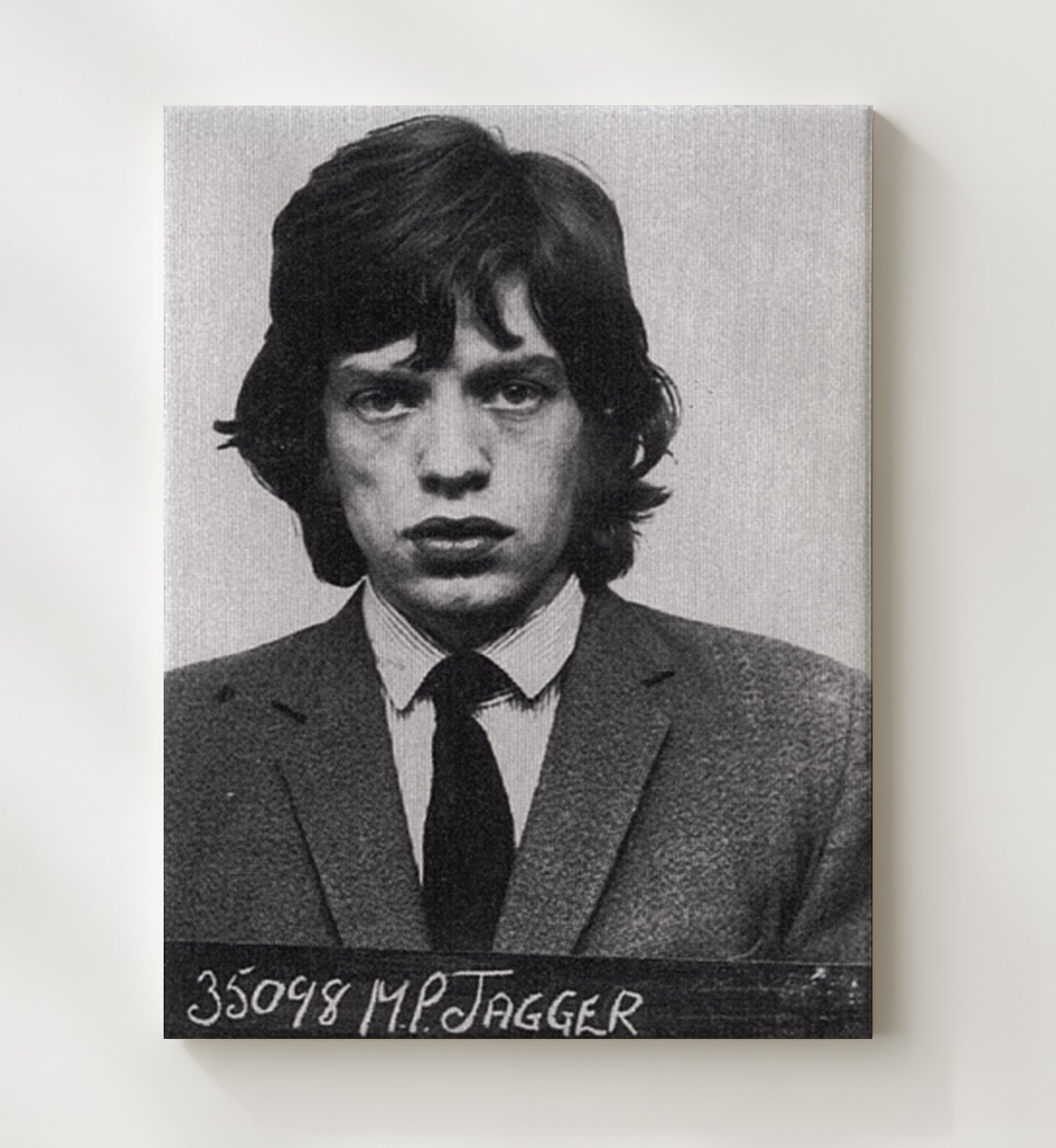 Mick Jagger - Sussex Police Redlands Arrest 1967 - Alternate Booking Photo mug shot wall art 20x24 Canvas
