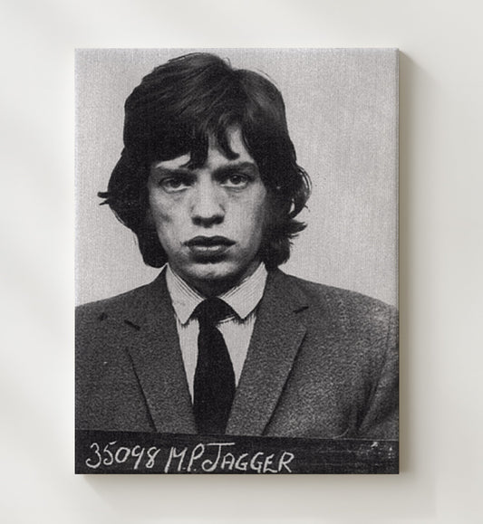 Mick Jagger - Redlands Arrest 1967 Alternate Booking Image - Canvas Wall Art - 8x10 Canvas