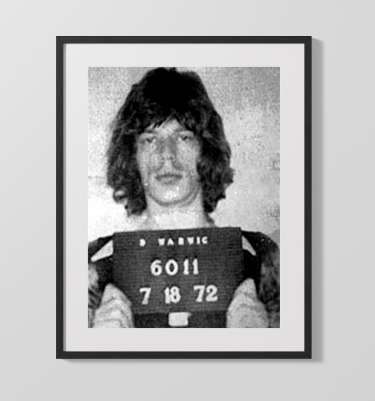 Mick Jagger - Sussex Police Redlands Arrest 1967 mug shot wall art 20x24 Canvas